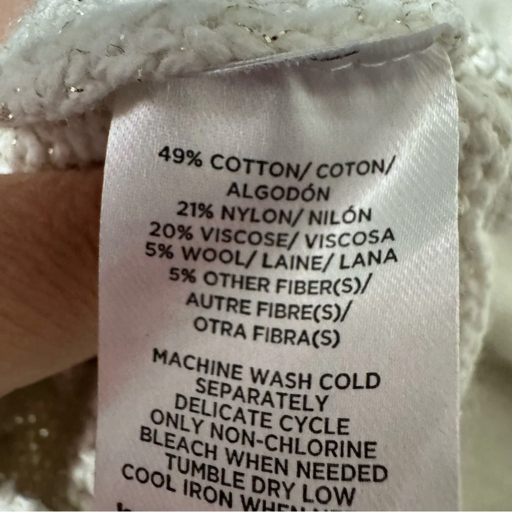 LOFT Ann Taylor cottagecore Beige Sweater with Multicolor Pattern